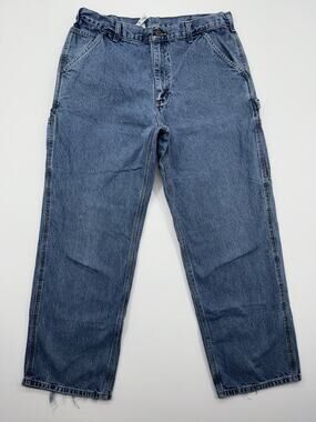 Vintage Carhartt Blue Carpenter Denim Jeans Size 36x30 Work Wear Baggy Y2K